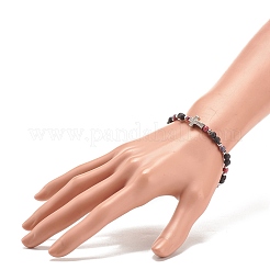 Bracciale elasticizzato con perline in pietre preziose naturali e sintetiche con croce in zirconi chiari da donna&nbsp;BJEW-JB08247-01
