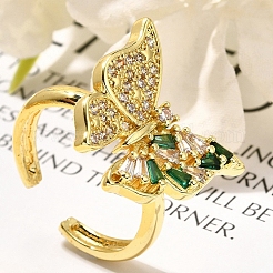 Кольца-манжеты для пальцев из латуни с микропаве из кубического циркония для женщин&nbsp;RJEW-M028-25G-07