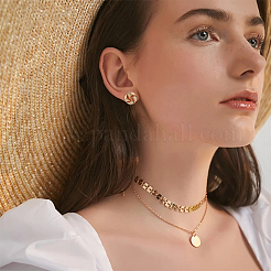 8 пара 8 стилей сережек-гвоздиков из сплава овальной и круглой формы в виде цепочки&nbsp;EJEW-FI0001-47