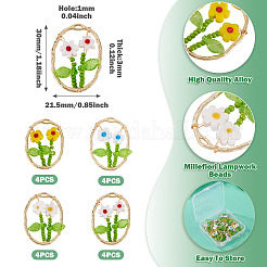 16 Stück 4 Farben Glasperlen & handgefertigte Millefiori-Glasanhänger&nbsp;FIND-TA0009-56