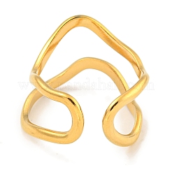 Ионное покрытие (ip) 304 нержавеющая сталь нерегулярное открытое манжетное кольцо для женщин&nbsp;X-RJEW-A043-26G
