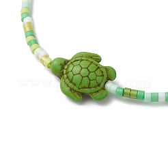 Braccialetti elastici fatti a mano con semi di vetro e perline sintetiche turchesi per donne e uomini&nbsp;BJEW-JB11301-01
