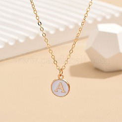 Colliers pendentifs en alliage émaillé blanc avec initiales pour femmes&nbsp;WG552C5-01