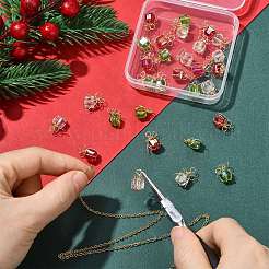 30 Stück 3 Farben Kupferdraht umwickelte Glas-Geschenkanhänger&nbsp;PALLOY-CJ00176