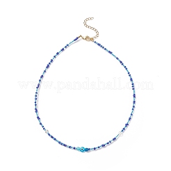 Collana con perline di vetro e malocchio in vetro lavorato a lume con chiusura in acciaio inossidabile 304 per donna&nbsp;NJEW-JN04114
