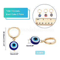 6 пара 3-х стилевых сережек-колец из смолы с изображением сглаза&nbsp;EJEW-AR0001-05