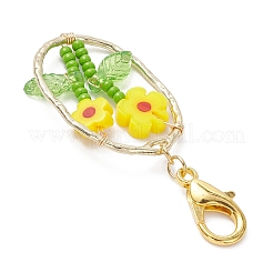 Perline di vetro ovali con fiori&nbsp;HJEW-MZ00351-03