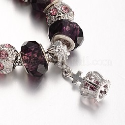 Bracelets en alliage avec perles européennes avec strass&nbsp;BJEW-L602-25