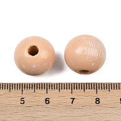 Рождественские печатные европейские бусины из дерева схима&nbsp;WOOD-I015-01D