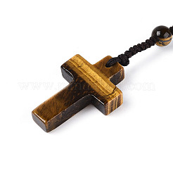 Натуральный тигровый глаз кулон ожерелья&nbsp;NJEW-T001-03