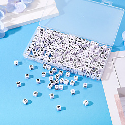 300 шт. акриловые европейские бусины с большими отверстиями в виде букв 5 стилей&nbsp;SACR-TA0001-43