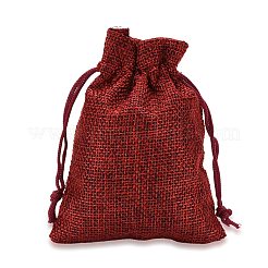 Sacs en polyester imitation toile de jute sacs à cordon&nbsp;ABAG-R005-17x23-M