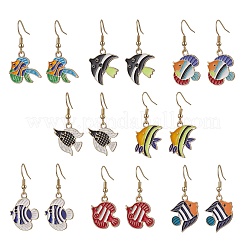 8 пара сережек-подвесок из нержавеющей стали 304 с тематикой океана&nbsp;EJEW-JE06390