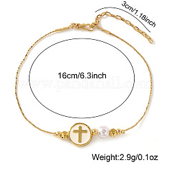 Braccialetti con perline rotonde in ottone e perle finte&nbsp;RK2391-1