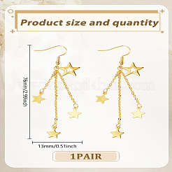 1 пара серег-кисточек в форме звезды из латуни&nbsp;EJEW-LP0007-113G