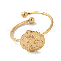 Ионное покрытие (ip) 304 нержавеющая сталь плоские круглые с открытыми манжетными кольцами для женщин&nbsp;RJEW-M167-05G