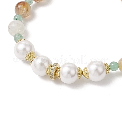 Pulseras elásticas de cuentas de morganita de imitación de aventurina verde natural&nbsp;BJEW-JB11932
