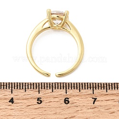 Латунные микропаве кубические цирконии манжеты открытые кольца для женщин&nbsp;RJEW-B160-04G