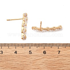 Серьги-гвоздики из латуни с микропаве из кубического циркония для женщин&nbsp;EJEW-G428-19G-02