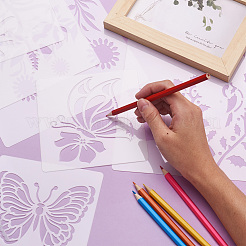 2 set quadrato con stencil per animali con motivo floreale e farfalla&nbsp;DIY-CW0001-12