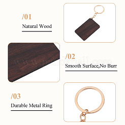 Porte-clés pendentifs en bois de noyer&nbsp;KEYC-TAC0034-06A
