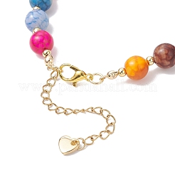 Браслеты из натуральных круглых бусин огненного агата с потрескиванием для женщин&nbsp;BJEW-JB12552