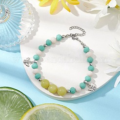 Bracelets de cheville en perles de jade citron naturel&nbsp;AJEW-AN00613