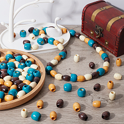 160 шт. 4-х цветные бусины из натурального дерева&nbsp;WOOD-GF0002-02