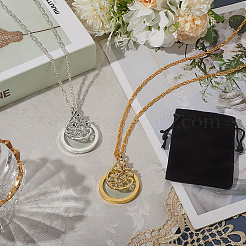 2 шт. 2-цветный сплав цветок и стеклянное увеличительное ожерелье для женщин&nbsp;MAGL-SP0001-02