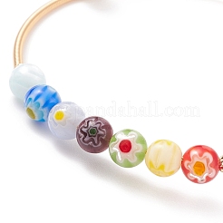 Bracciale rigido con perle tonde in vetro millefiori fatto a mano con perla&nbsp;BJEW-JB08327