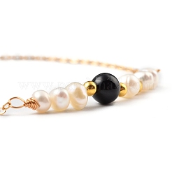 Bracelets de perles en agate noire naturelle&nbsp;BJEW-JB05327-02