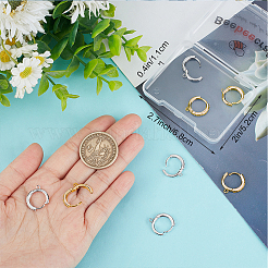 12 шт. 2-цветная латунная фурнитура для сережек-колец с микропаве из прозрачного кубического циркония&nbsp;KK-BBC0022-91