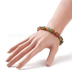 Bracciale elasticizzato con perline a colonna in agata naturale&nbsp;BJEW-JB08658-03