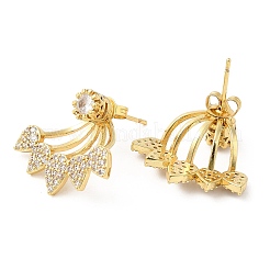 Orecchini a bottone davanti e dietro a goccia con zirconi cubici&nbsp;EJEW-Q770-04G