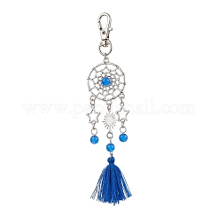 Pendentif décoratif en alliage et perles de jade malaisien naturel et teinté&nbsp;HJEW-JM02937