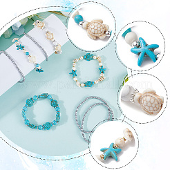 8шт. браслет из синтетических бирюзовых бусин с черепахой и морской звездой&nbsp;BJEW-SC0001-46