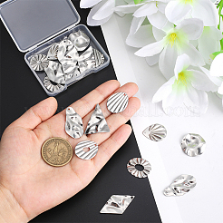 20 pendentif texturé en acier inoxydable 201 de 10 styles&nbsp;STAS-UN0047-26P
