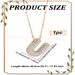 1 pz collana con ciondolo a forma di lettera in ottone micro pavé di zirconi cubici&nbsp;NJEW-LP0001-43U-G