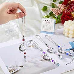 4 шт. стеклянная каплевидная подвеска и украшения из сплава в виде луны&nbsp;HJEW-DC00104