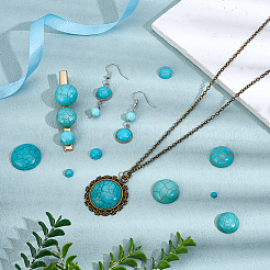 180 шт. 8 стиля фурнитуры для рукоделия окрашенный синтетический бирюзовый драгоценный камень плоская задняя часть куполообразные кабошоны&nbsp;G-PH0003-28