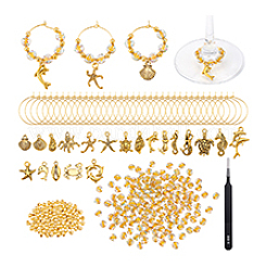 Наборы для самостоятельного изготовления подвесок для бокалов с вином в стиле океана&nbsp;DIY-PH0033-24