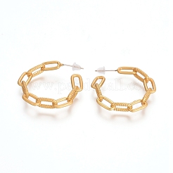 Boucles d'oreilles semi-circulaires en laiton texturé à chaîne torsadée&nbsp;EJEW-E196-13MG
