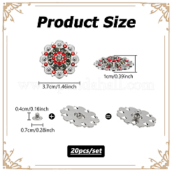 20 pieza de flor de aleación de zinc y rhinestone y remaches de vidrio&nbsp;BUTT-NB0001-84B