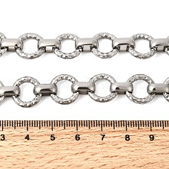 Ожерелье из круглых звеньев с текстурированной поверхностью из нержавеющей стали 304 толщиной 13 мм.&nbsp;NJEW-P349-01A-P