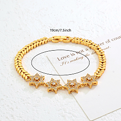 Латунные браслеты-цепочки с микропаве из прозрачных кубических цирконий для женщин&nbsp;OO0305