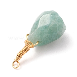 Граненые подвески из натурального зеленого авантюрина&nbsp;PALLOY-JF00542