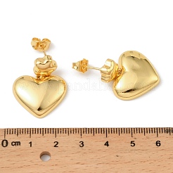 Серьги-гвоздики из латуни в форме сердца и звезды&nbsp;EJEW-F389-17G