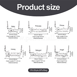 6 шт. 6 стиля 304 нержавеющая сталь кулон в виде слова ожерелье&nbsp;NJEW-KS0001-06P