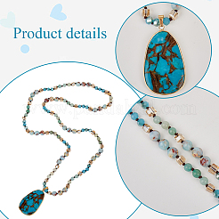 Colliers pendentifs en forme de larme en jaspe impérial synthétique teinté&nbsp;NJEW-WH20816-003