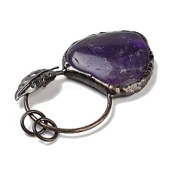 Большие подвески в форме сердца из натурального аметиста&nbsp;G-A221-05G